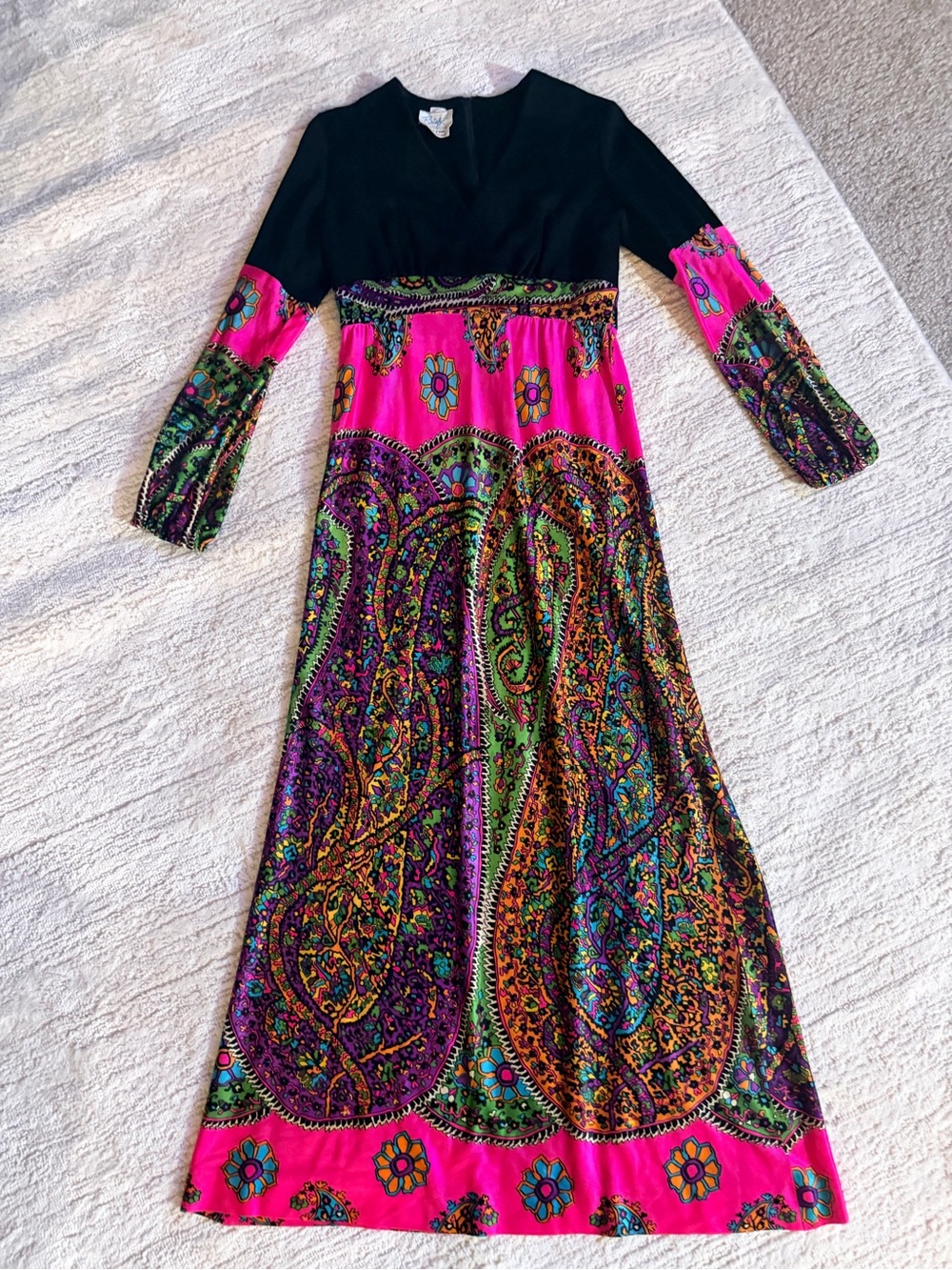 Vintage 60s vibrant Mod maxi dress M